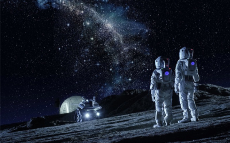 astronautas en la luna